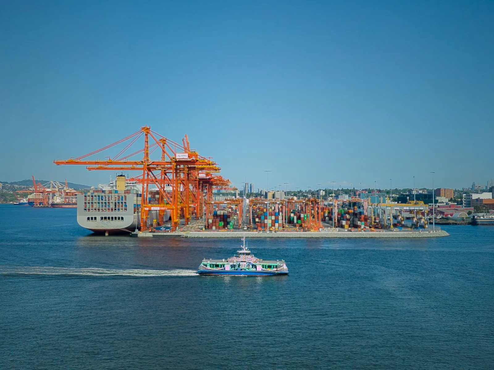 Portiques et conteneurs sur un terminal portuaire
